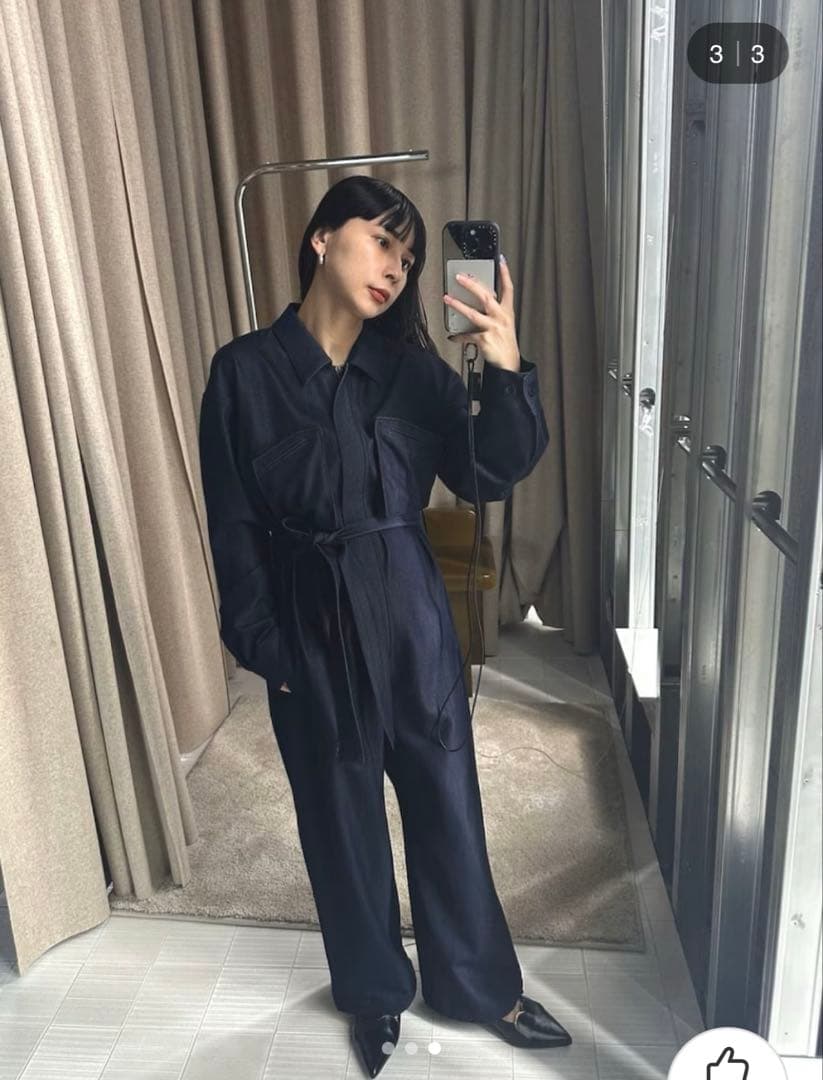 美品★ SHINY DENIM LIKE ROMPERS