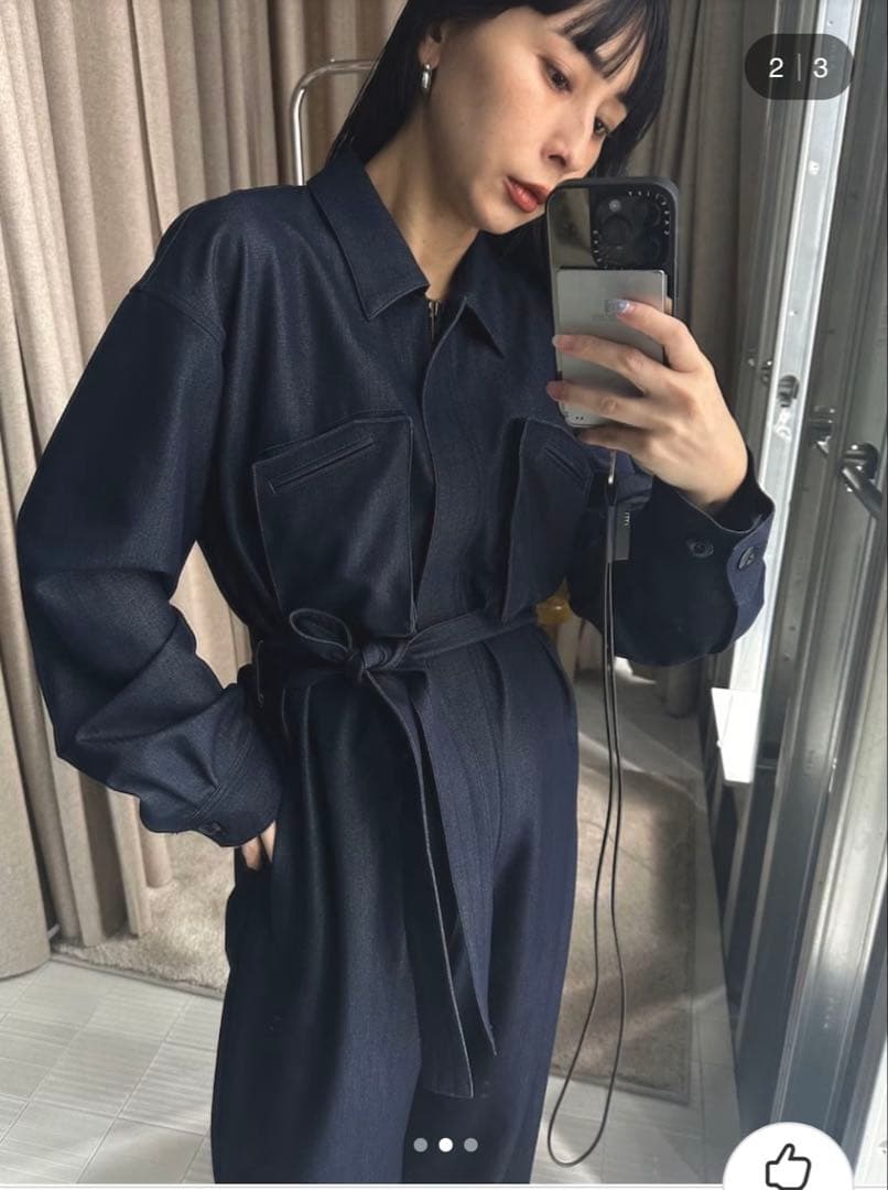 美品★ SHINY DENIM LIKE ROMPERS