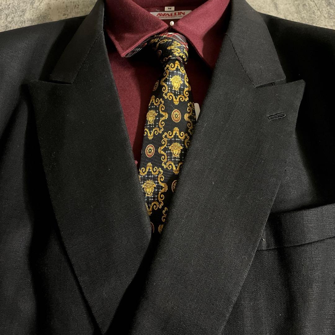 最高級 リネンブレンド ウール dunhill ダンヒル ダブルブレストスーツ