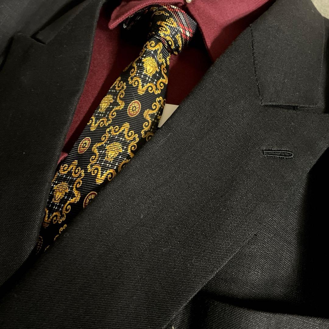 最高級 リネンブレンド ウール dunhill ダンヒル ダブルブレストスーツ