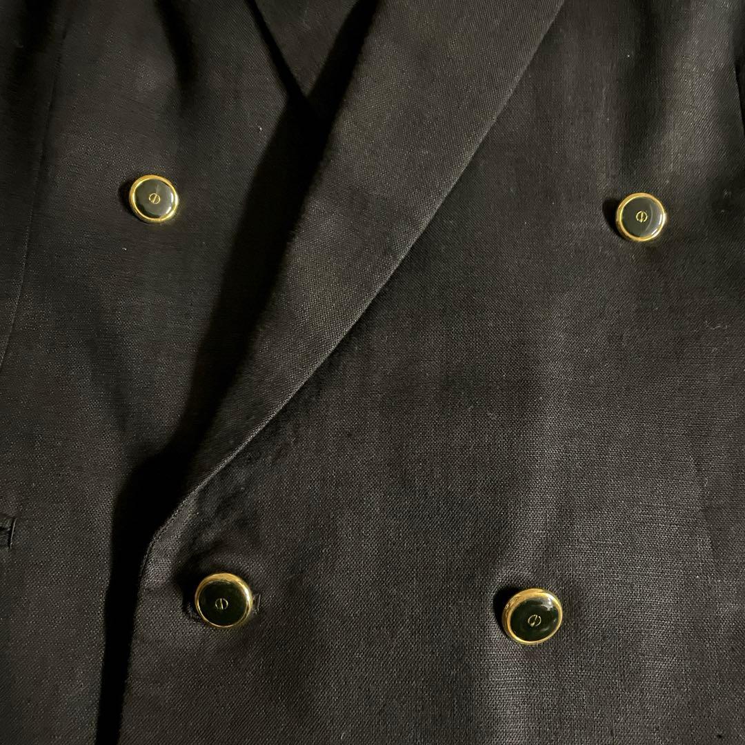 最高級 リネンブレンド ウール dunhill ダンヒル ダブルブレストスーツ