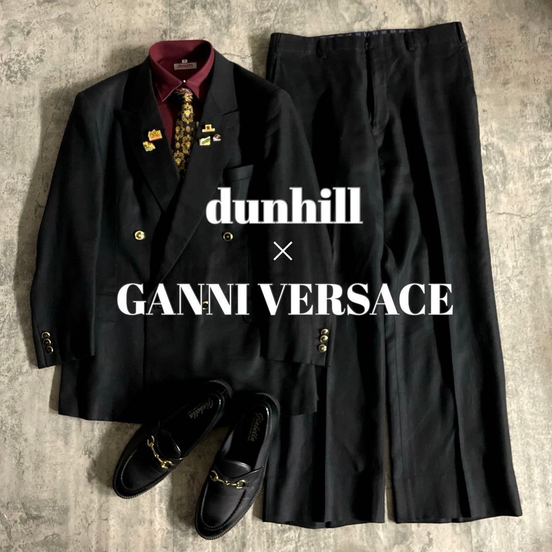最高級 リネンブレンド ウール dunhill ダンヒル ダブルブレストスーツ