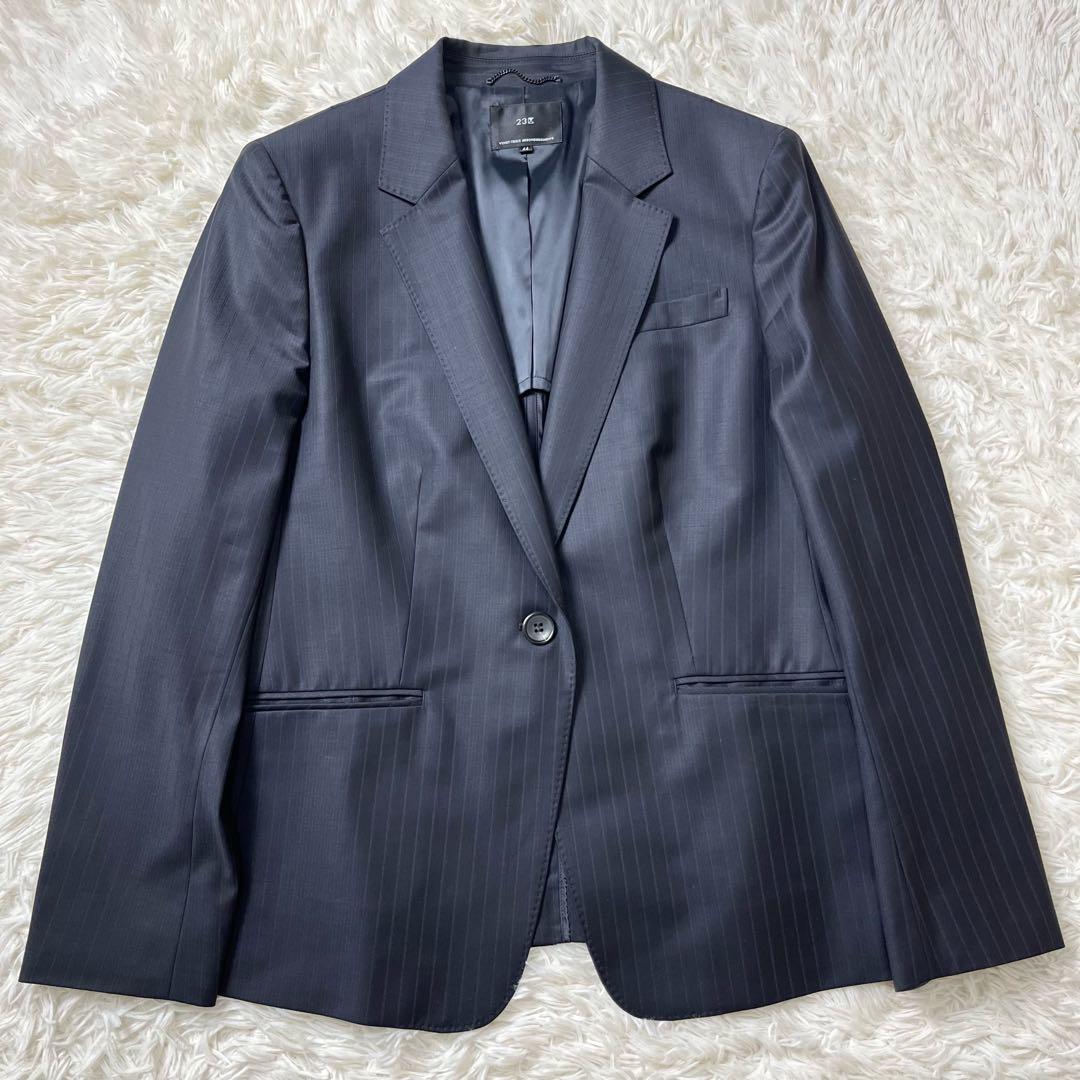 美品　23区　セットアップ　スーツ　スカート　大きいサイズ　44　ストライプ