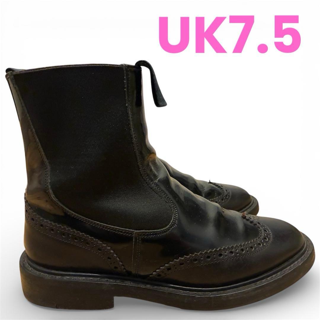 美品◆Tricker'sサイドゴアブーツ 黒チェルシーブーツ UK7.5