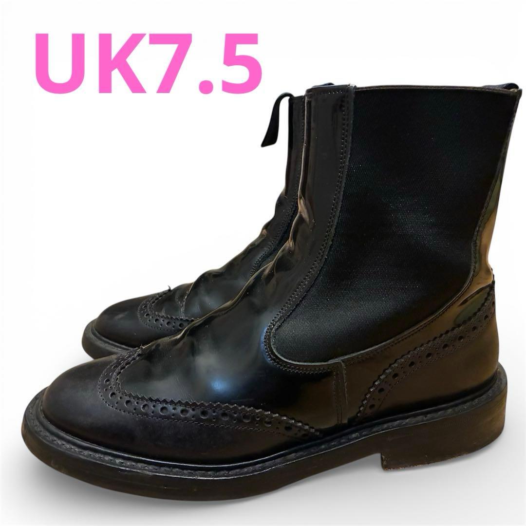 美品◆Tricker'sサイドゴアブーツ 黒チェルシーブーツ UK7.5