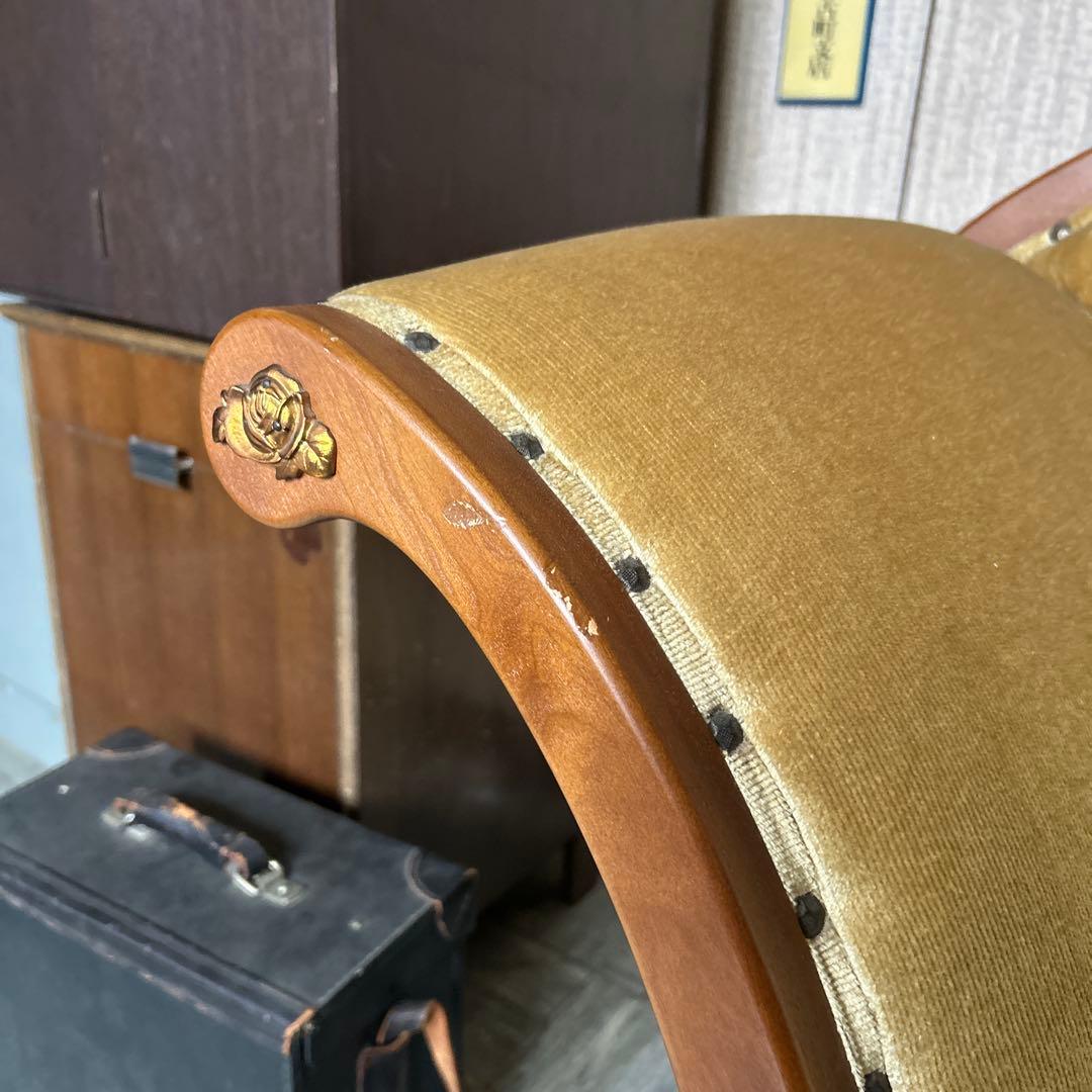 ヴィンテージ　約２人掛け　レトロモダンな古い木製チェアソファ カフェ撮影スタジオ