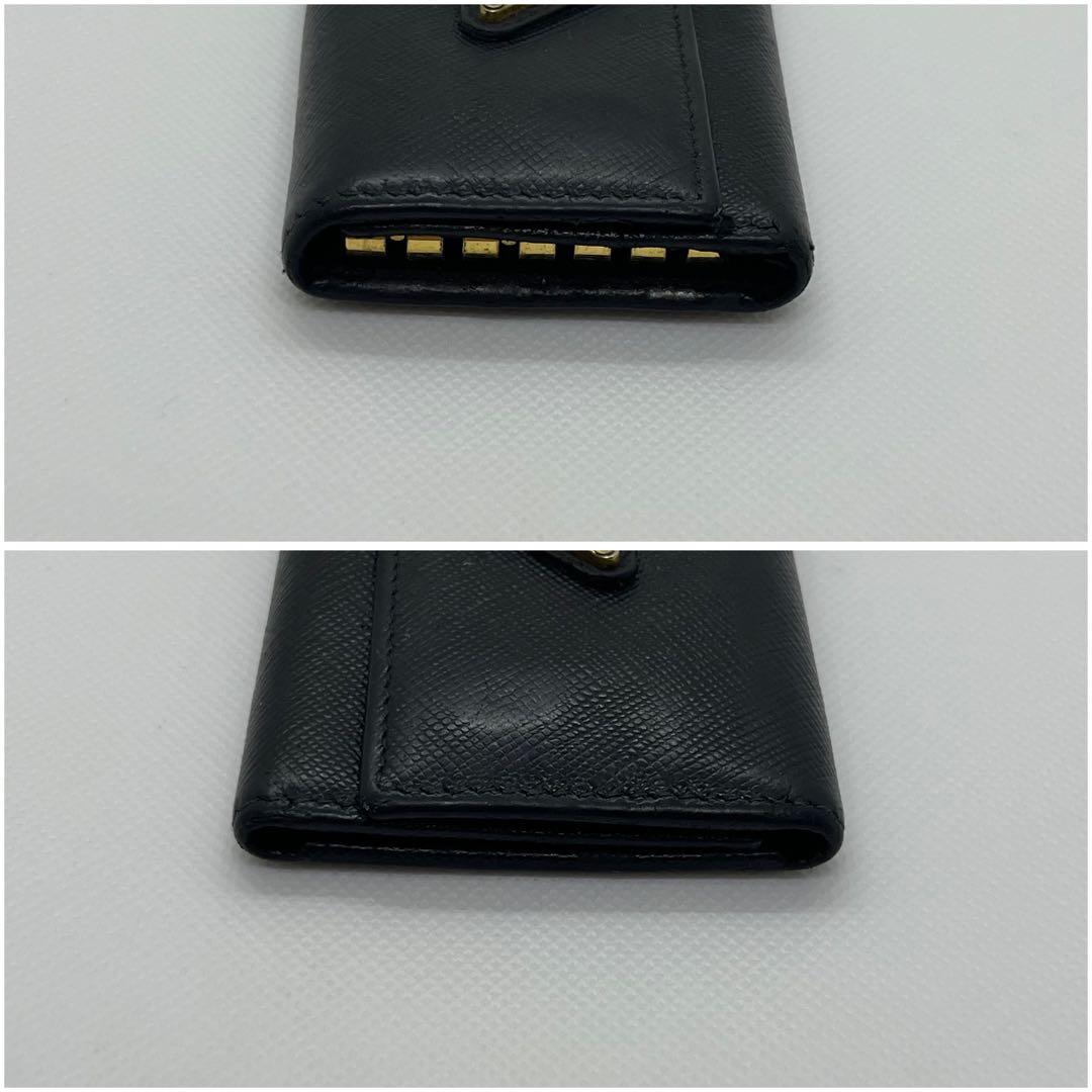 最高峰✨ プラダ キーケース 6連 サフィアーノ レザー 三角プレート　ブラック