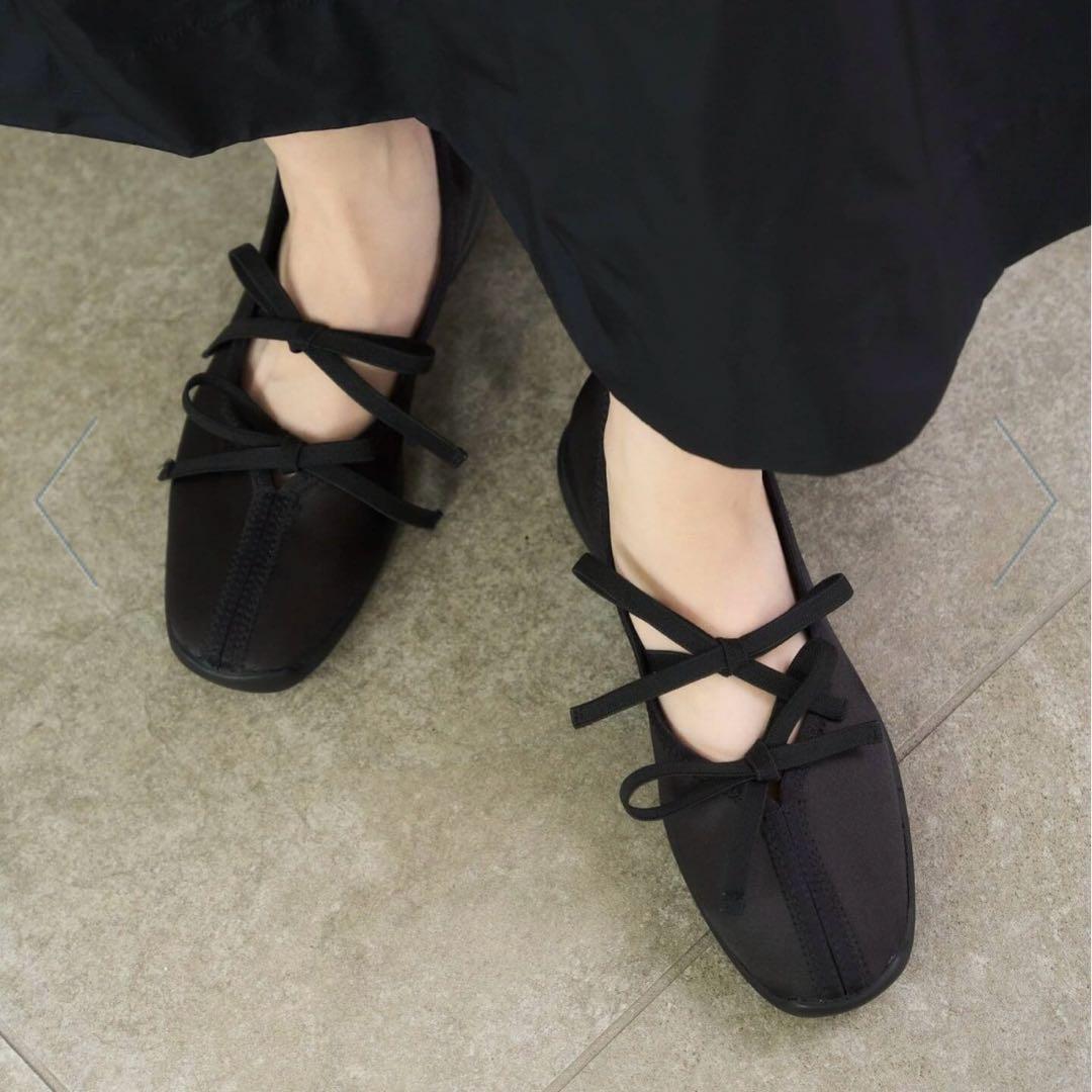 【美品】Le Talon ルタロン　Lダブルリボンバレリーナシューズ