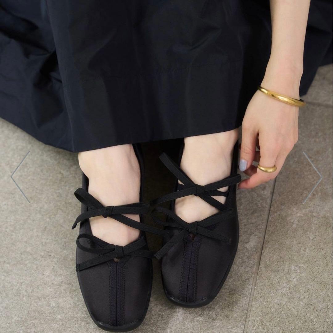 【美品】Le Talon ルタロン　Lダブルリボンバレリーナシューズ