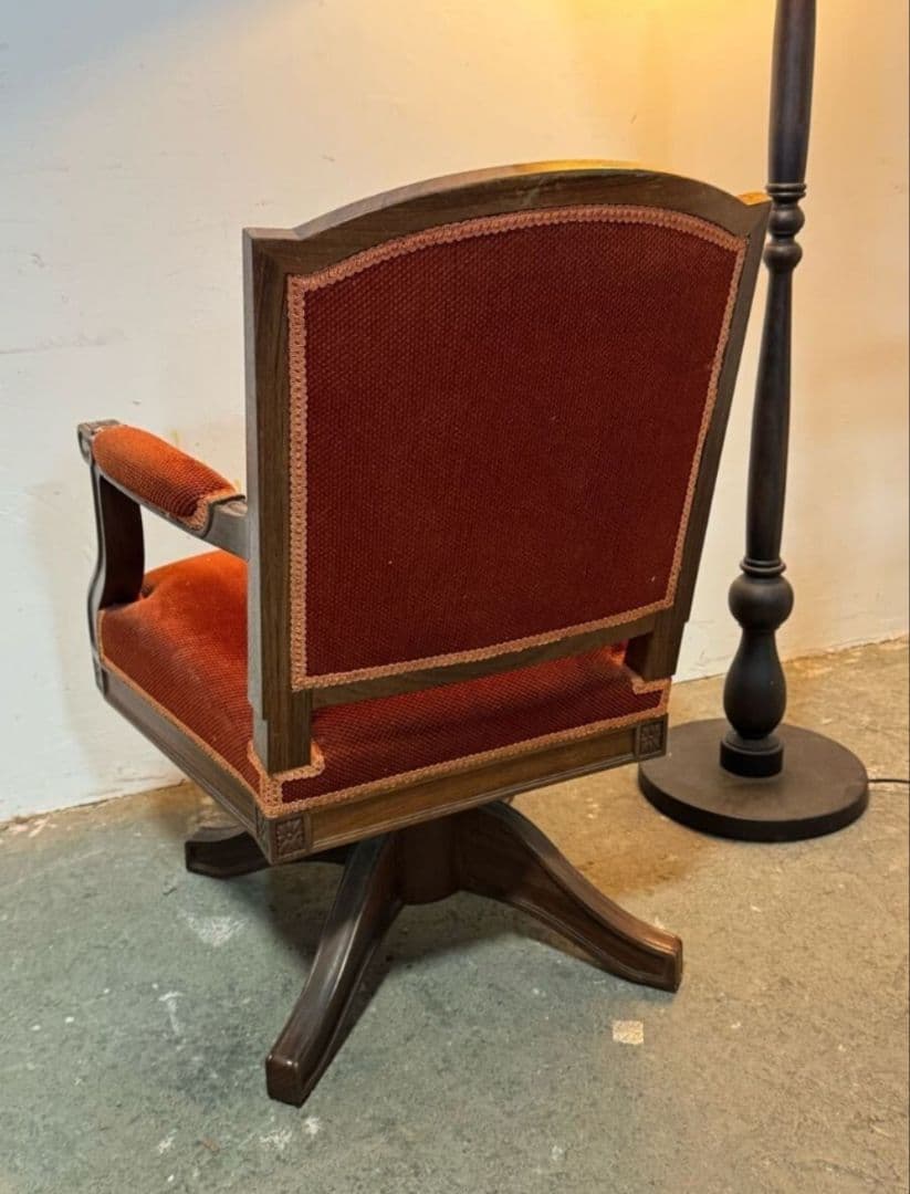 大正ロマン 洋館で使用されていた色鮮やかな座面が素敵なアンティークチェア 戦前