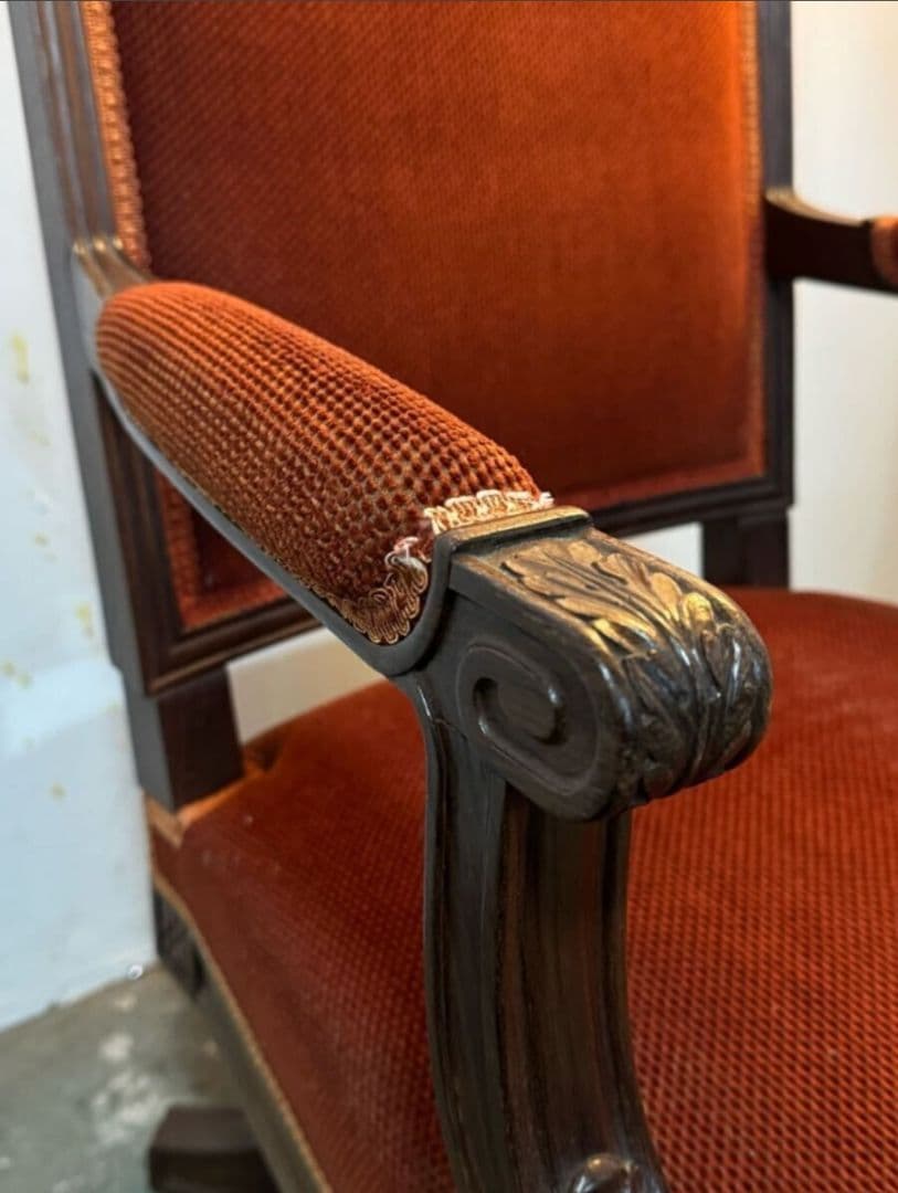 大正ロマン 洋館で使用されていた色鮮やかな座面が素敵なアンティークチェア 戦前