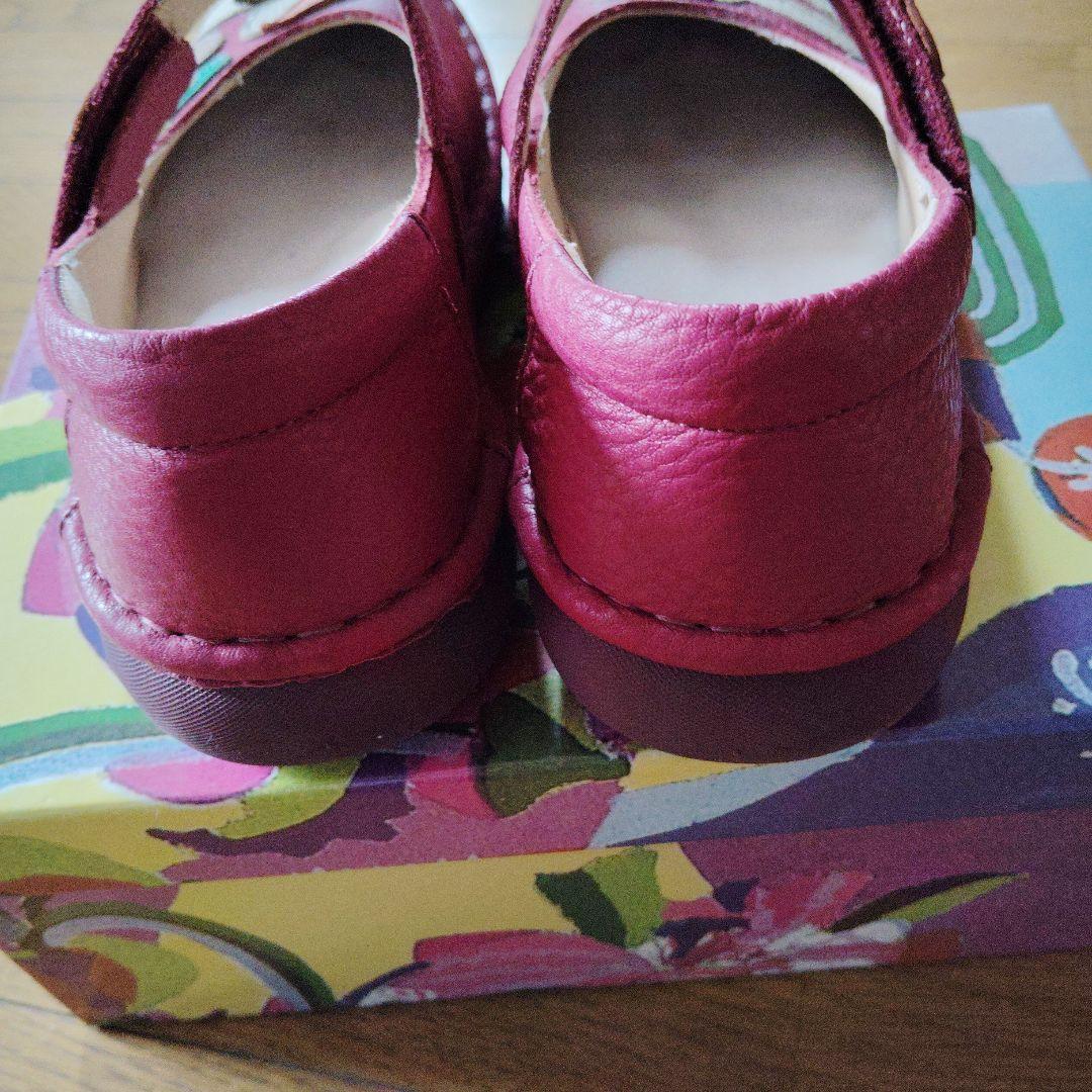 エスタシオン左右非対称赤いレザーカジュアルシューズ Mサイズ