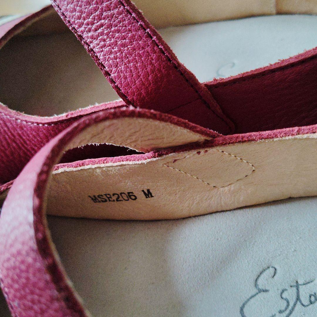 エスタシオン左右非対称赤いレザーカジュアルシューズ Mサイズ