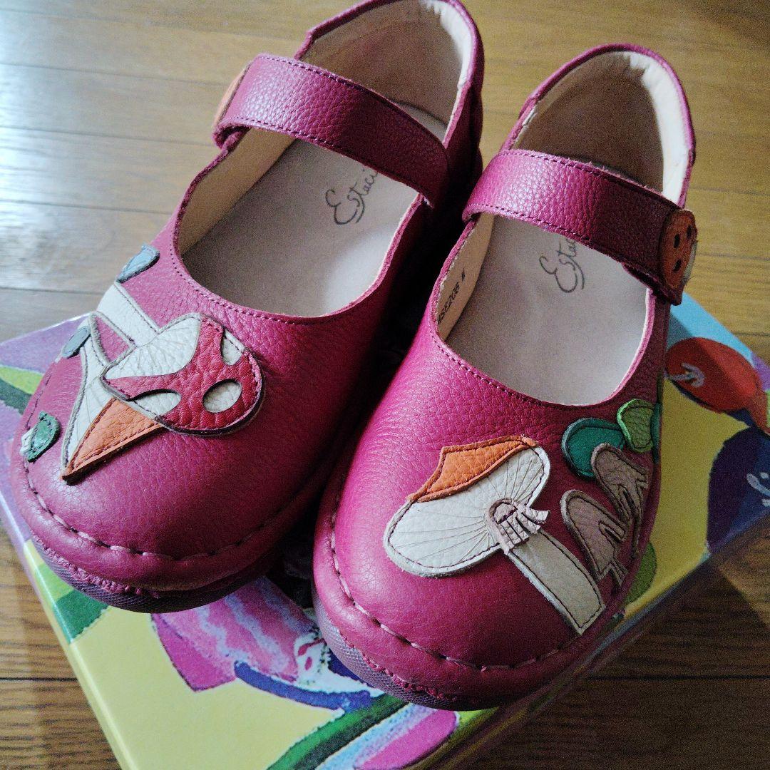 エスタシオン左右非対称赤いレザーカジュアルシューズ Mサイズ