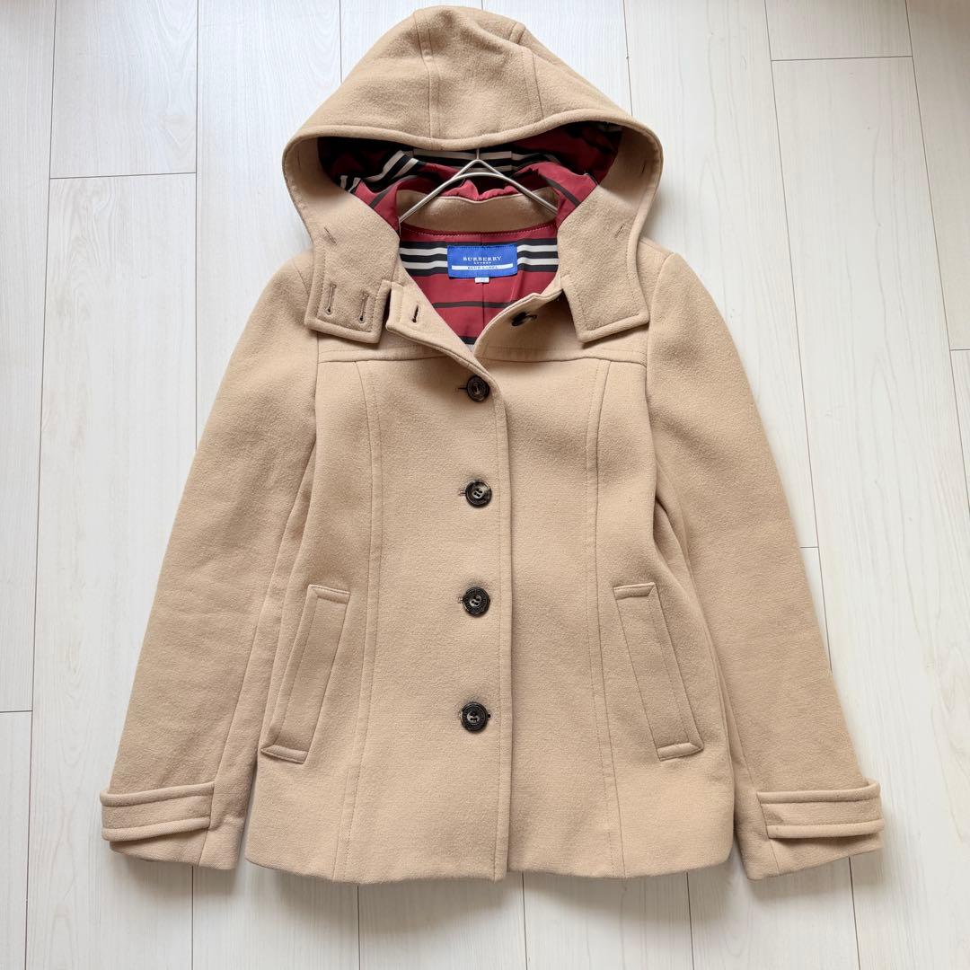 希少✨バーバリーブルーレーベル　ウール　フーデットコート　ショートコート　38