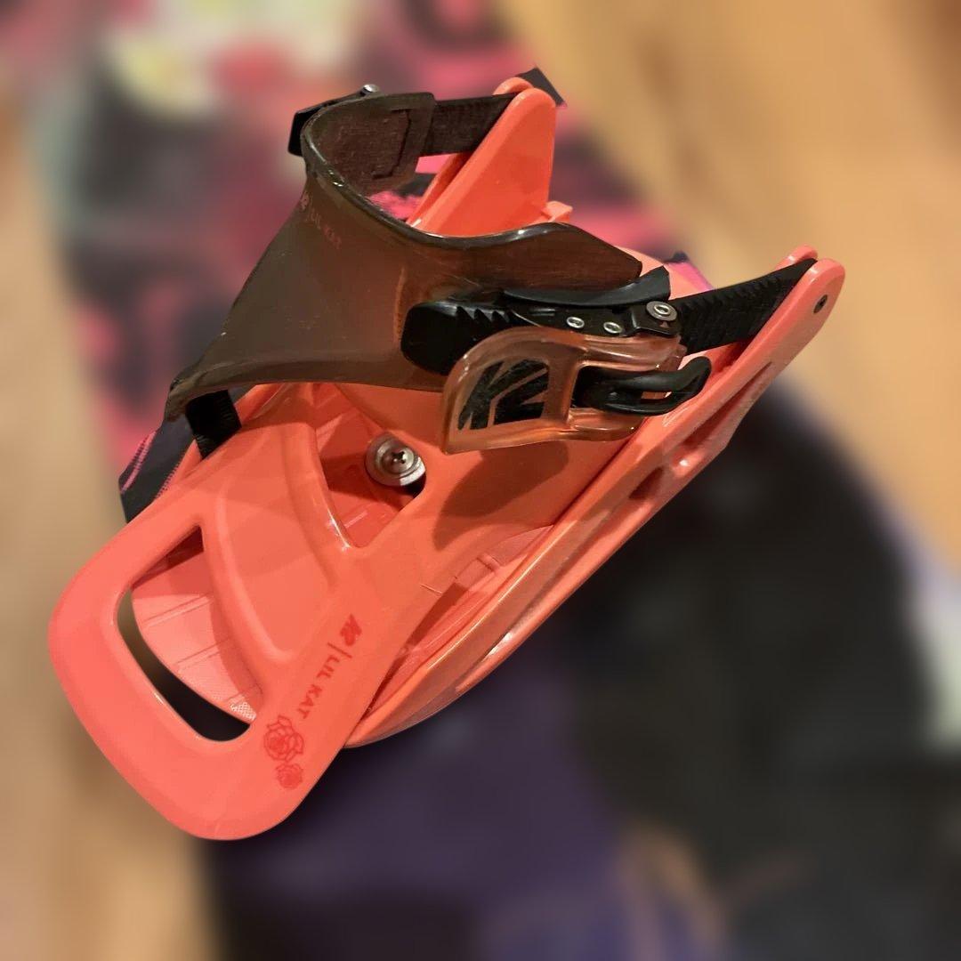 【K2】子供用　マルチカラー スノーボード ピンクバインディング