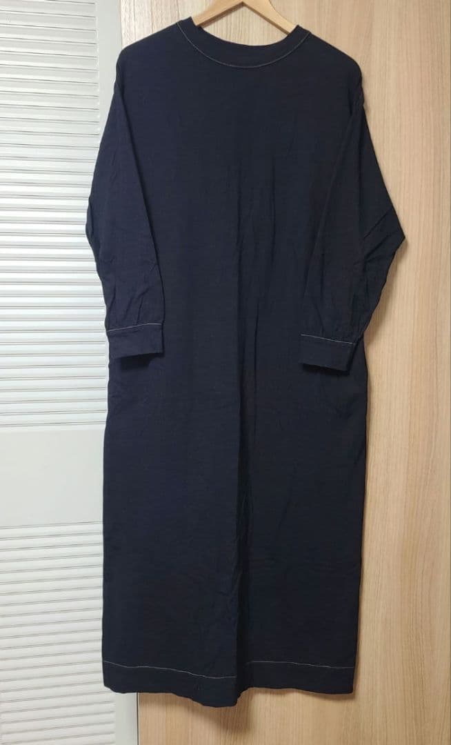 45R 度詰天竺の45星ドレス　インディゴ濃　マキシ　ワンピース