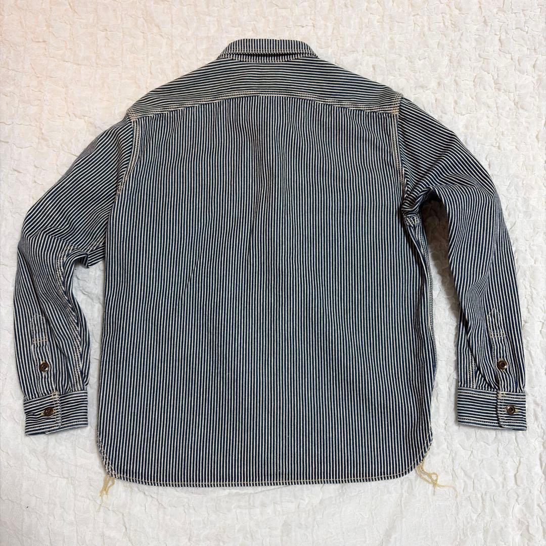 EIGHT G カバーオール XL 厚手シャツ 長袖 ストライプデニム 綿100