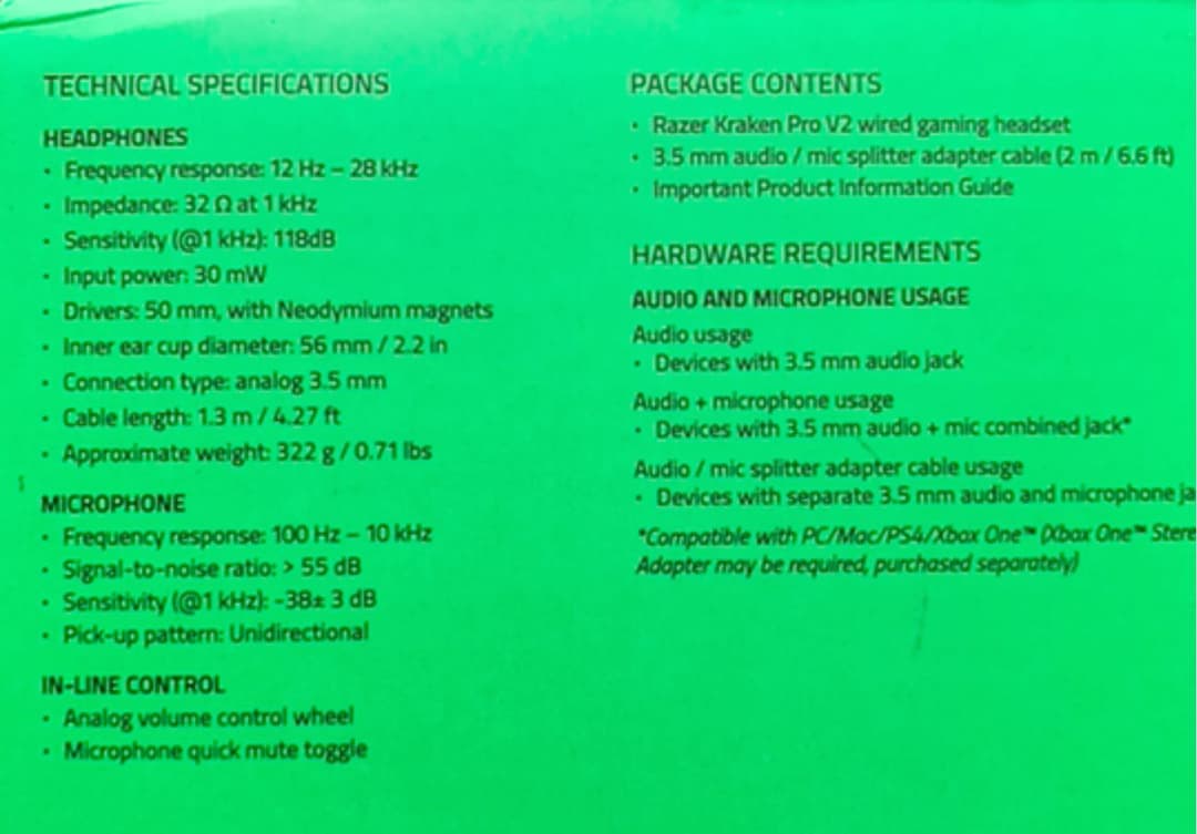Razer Kraken Pro V2 ステレオ ゲーミングヘッドセット