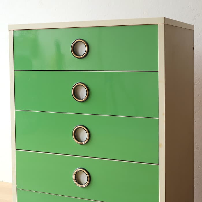 レトロポップ 整理タンス 昭和レトロ おもちゃ箱 スペースエイジ 緑色