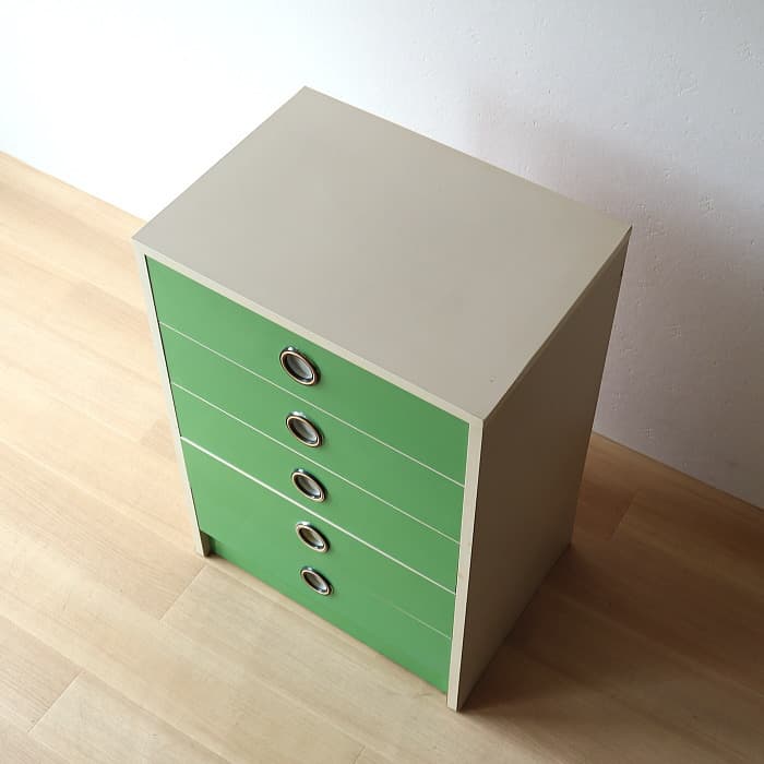 レトロポップ 整理タンス 昭和レトロ おもちゃ箱 スペースエイジ 緑色