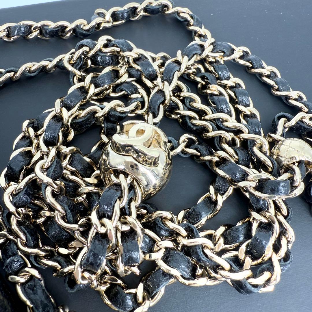 CHANEL キャビアスキン iPhone 13 pro ケース チェーン 黒