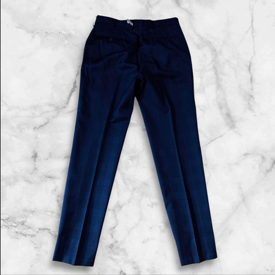 美品 メンズビジネススーツ A4相当 裏地ペイズリー 紺 スリーピース　S