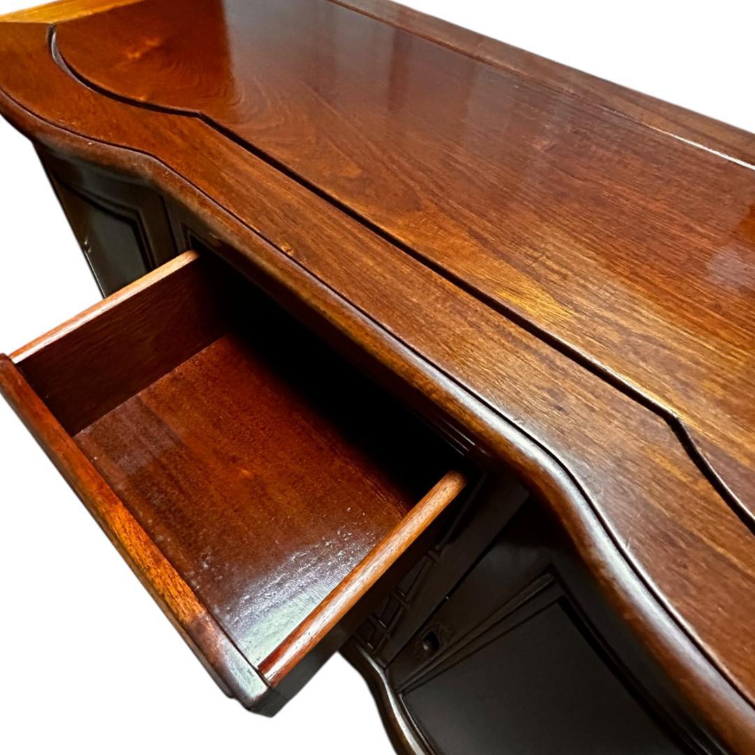 アンティーク調 天然木サイドボード 両開き扉 猫脚 チェスト 引き出し