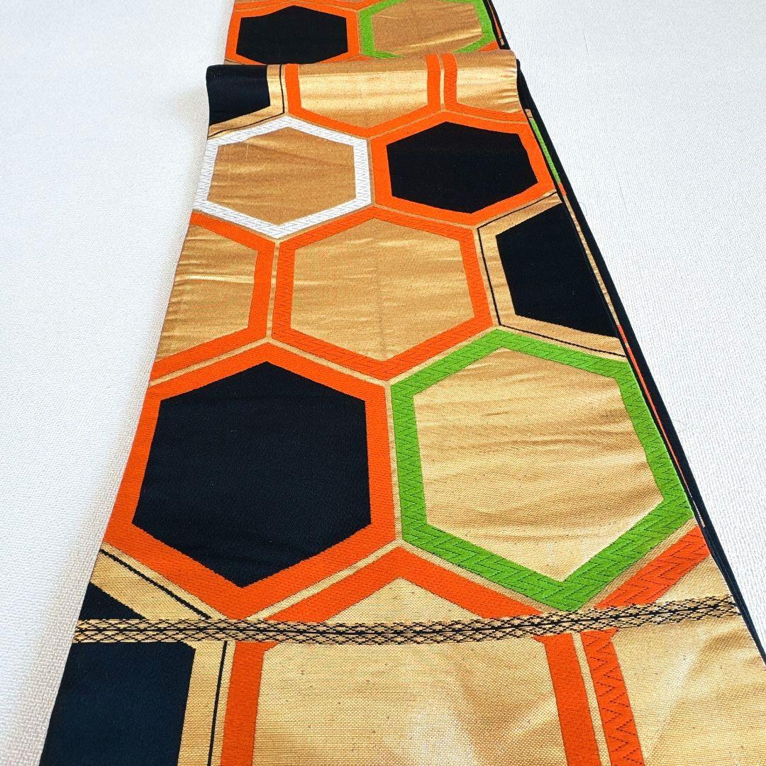 美品　フルセット　七五三７歳女の子　着物　化繊　オレンジ　51975