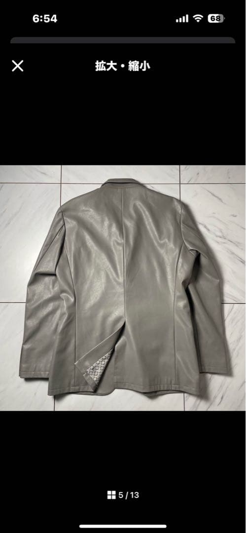 極希少 GARNIER 3ピース フェイクレザー グレー 上下XL ジレL