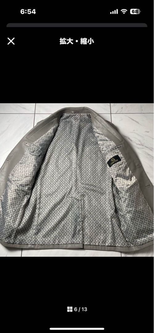 極希少 GARNIER 3ピース フェイクレザー グレー 上下XL ジレL