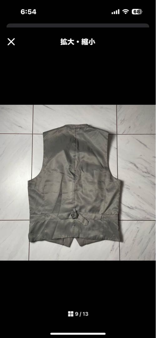 極希少 GARNIER 3ピース フェイクレザー グレー 上下XL ジレL