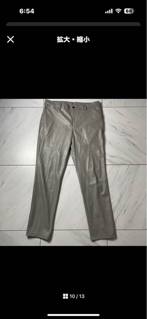 極希少 GARNIER 3ピース フェイクレザー グレー 上下XL ジレL