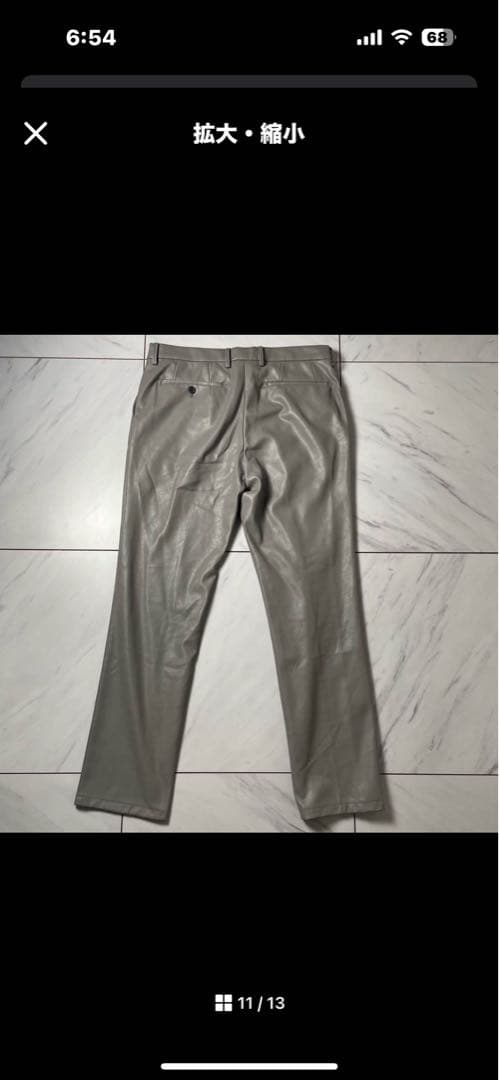 極希少 GARNIER 3ピース フェイクレザー グレー 上下XL ジレL