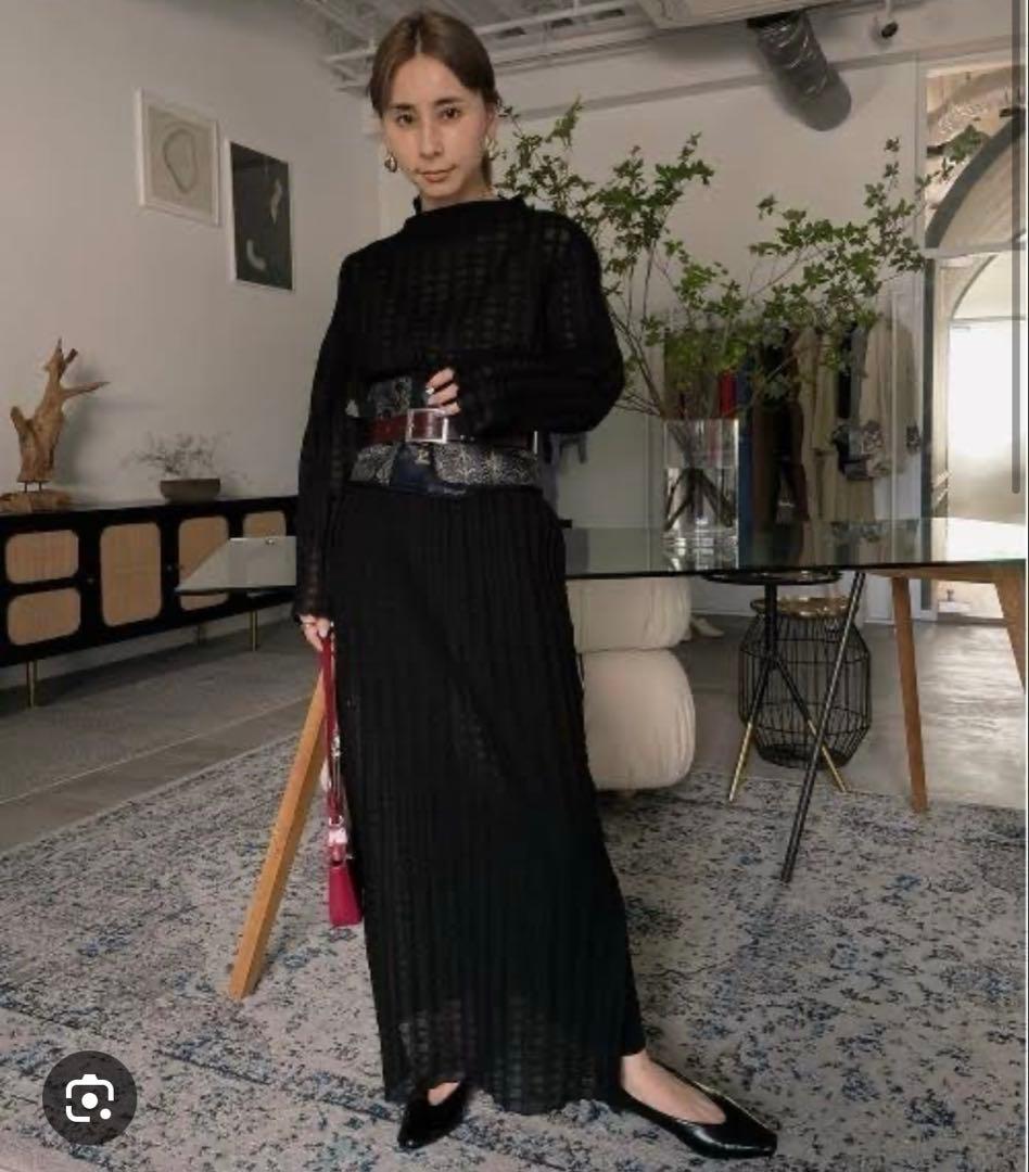 未着用Ameri PLAID SHEER TURTLE KNIT DRESS