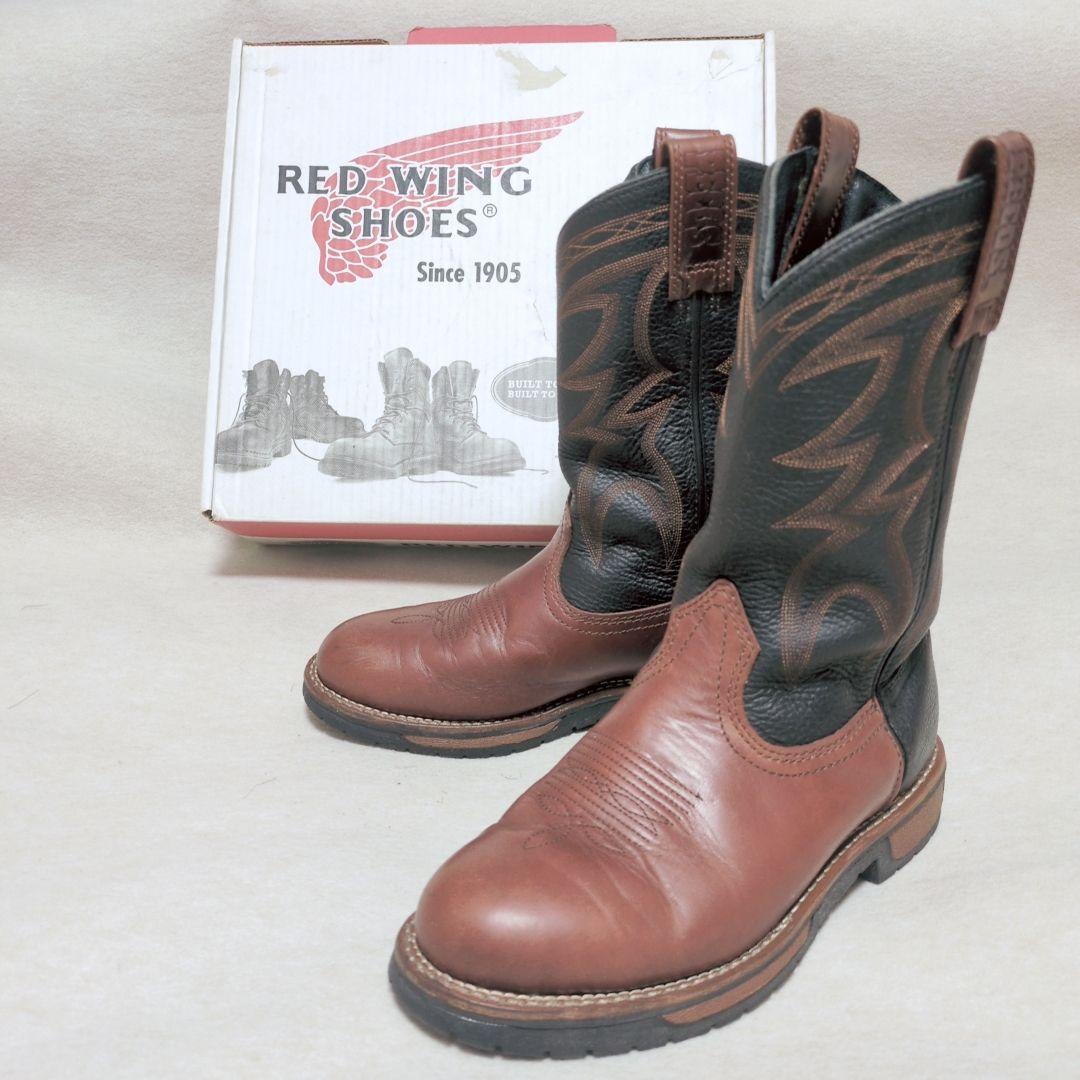 【美品・箱付】レッドウィング 1121 ペコスブーツ 黒×茶 8D 26cm