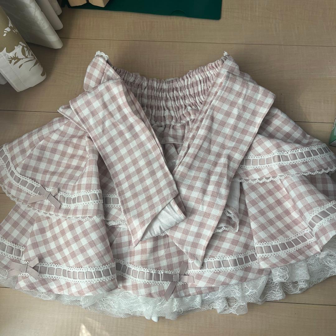 チェック柄フリルミニスカート