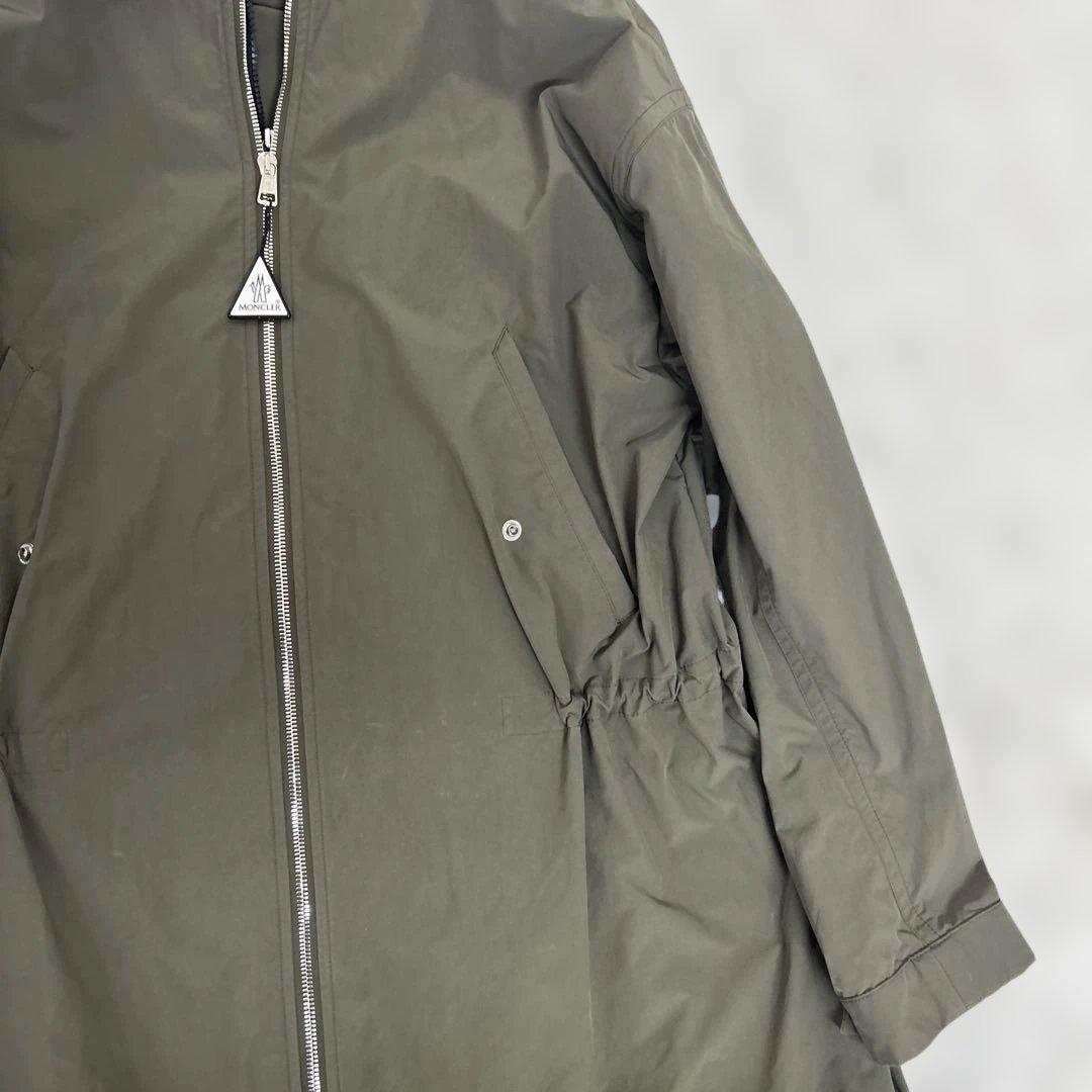 【美品】MONCLER ナイロン　ロング　ミリタリーコート　バッグロゴ　フード