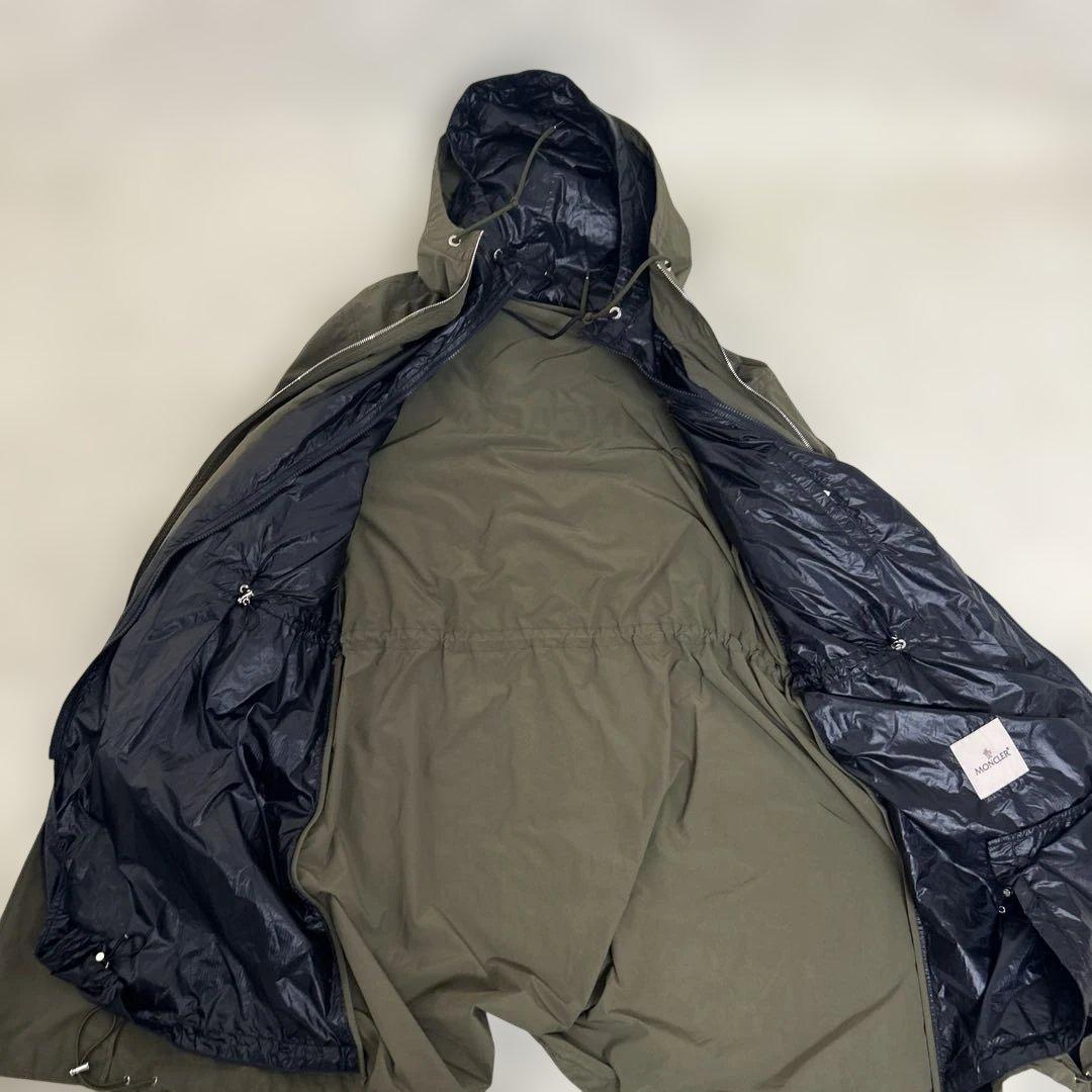 【美品】MONCLER ナイロン　ロング　ミリタリーコート　バッグロゴ　フード