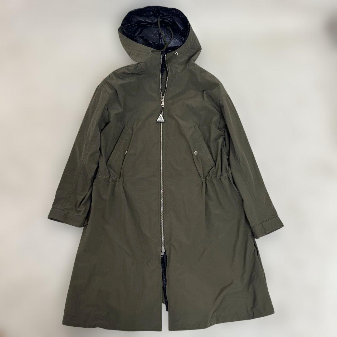 【美品】MONCLER ナイロン　ロング　ミリタリーコート　バッグロゴ　フード