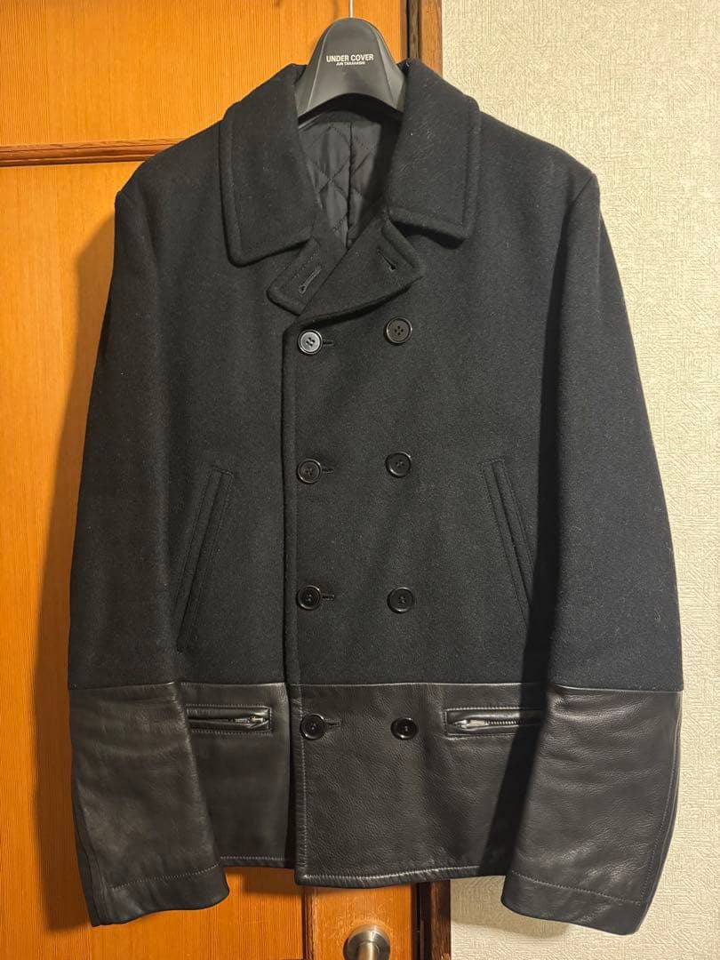 UNDERCOVER 2011AWウールレザー切替えピーコート JONIO
