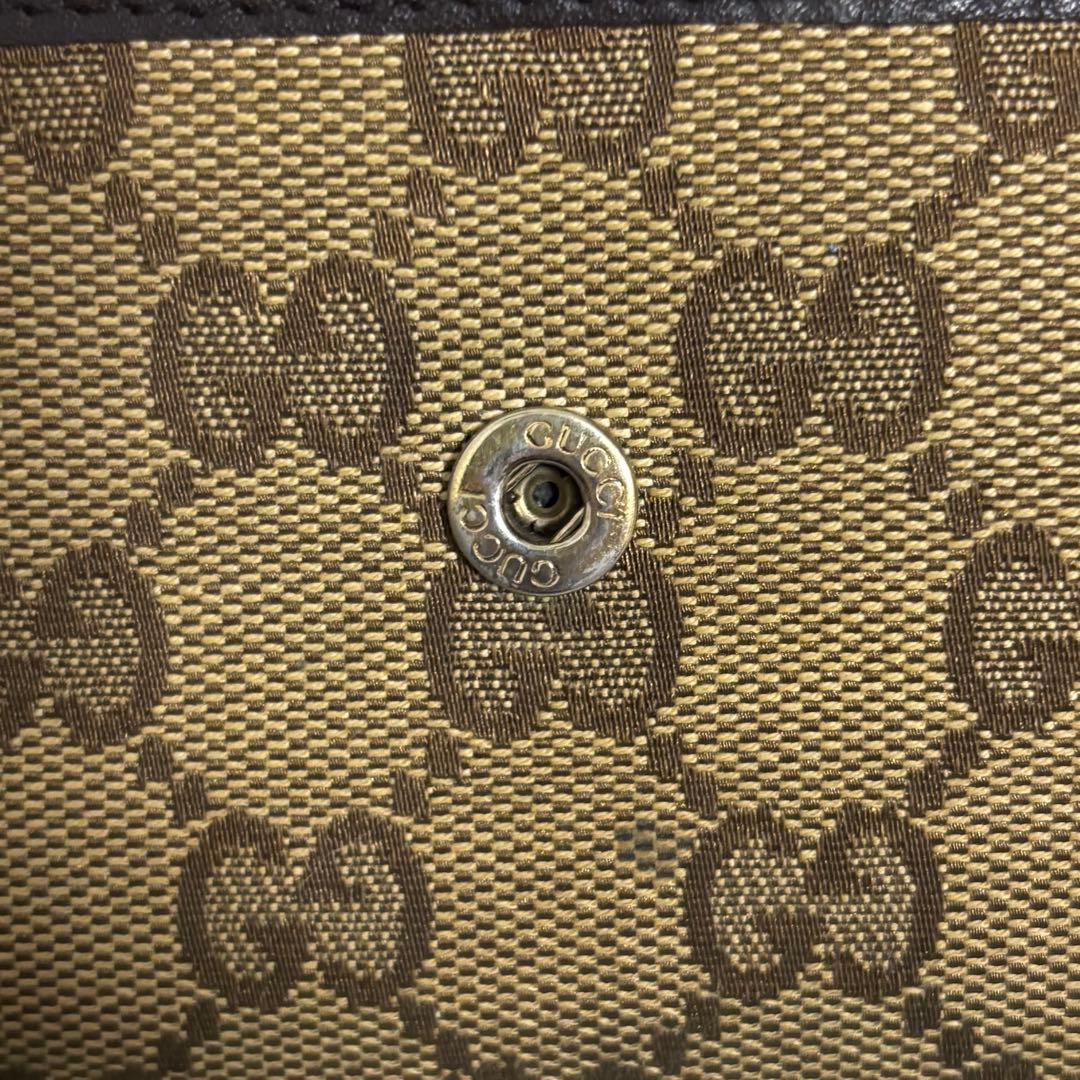 GUCCI グッチ 長財布 GGキャンバス ロゴプレート　レザー　金具