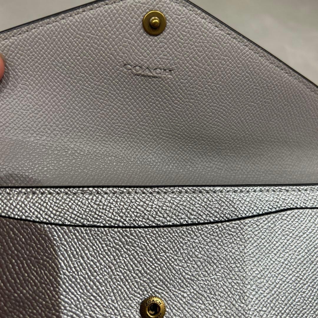 【未使用】コーチレザー長財布　シルバー