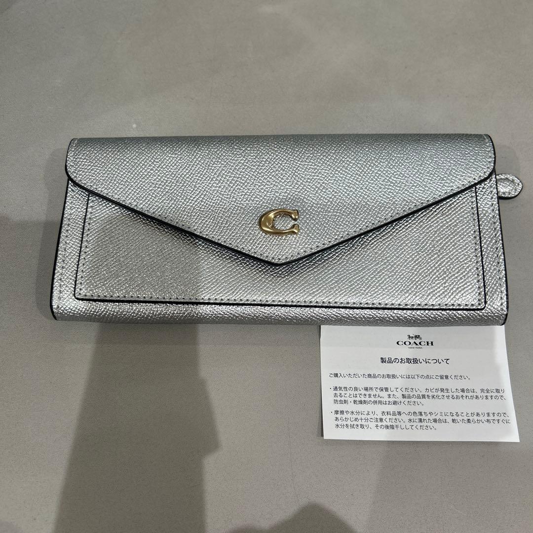 【未使用】コーチレザー長財布　シルバー