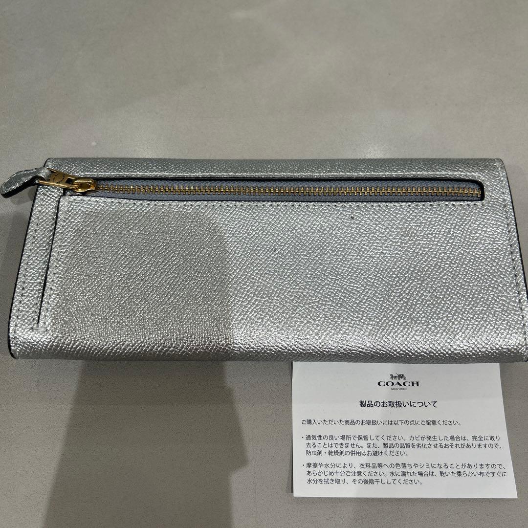 【未使用】コーチレザー長財布　シルバー