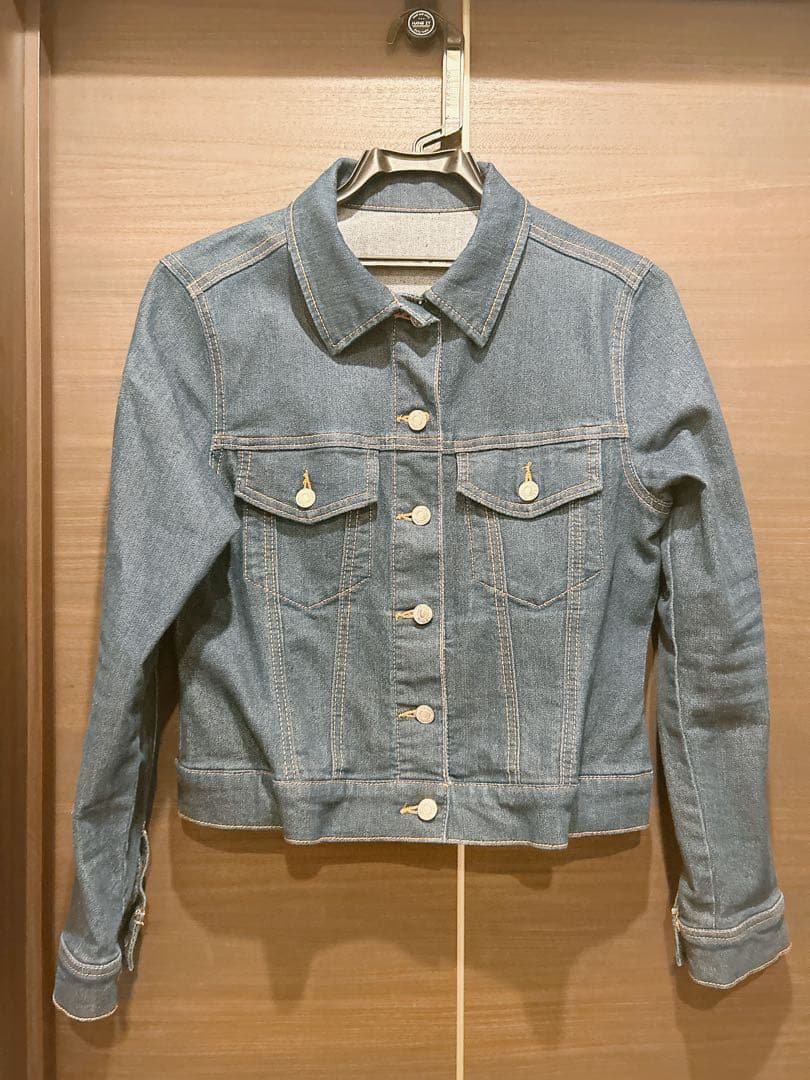 overEストレッチデニム ショートジャケット インディゴ 90 美品