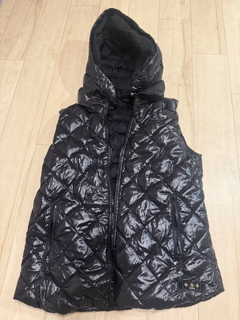 TATRAS⭐︎ダウンベストリバーシブル　大きいサイズフード　ファー黒