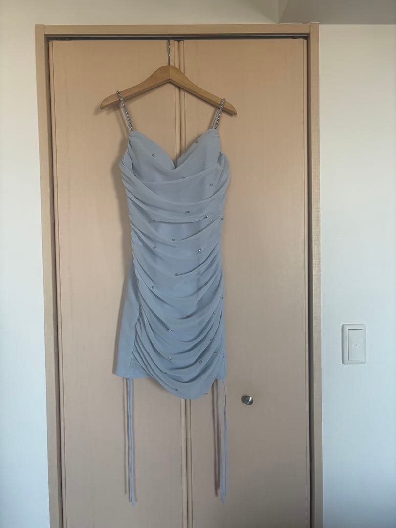 JEWELSカウルネックキャミソールドレスギャザーシャーリングタイトキャバドレス