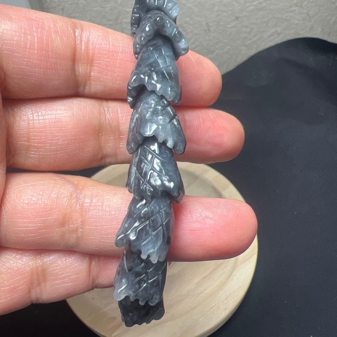 六字真言水晶&黒翡翠龍神ブレスレット