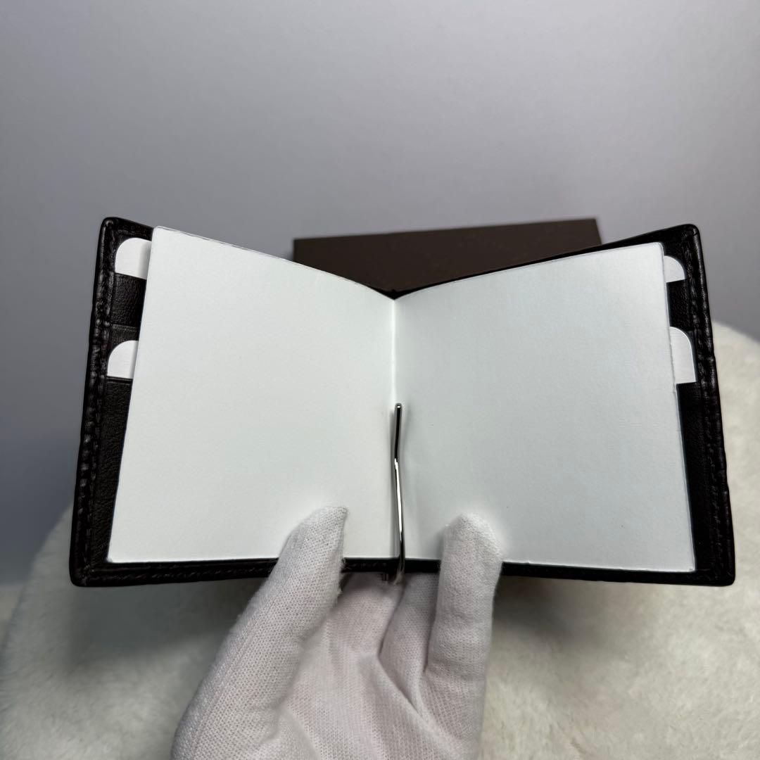 専用新品 Gucci GGシマ マネークリップ ブラウン ロゴ 箱付き